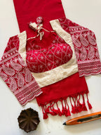 Classic Khadi Cotton Saree with Chikankari Blouse