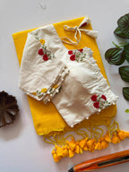 Elegant Khadi Cotton Saree with Embroidered Padded Blouse