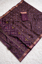 Bandhani Print Soft Silk Blend Saree with Rich Golden Zari Border