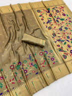 Tissue Silk Paithani Saree with Meenakari Pallu