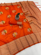 Perot Design Nylon Kadi Crepe Georgette Saree
