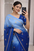 Viscose Khadi Silk Saree with Jacquard Leaf Design