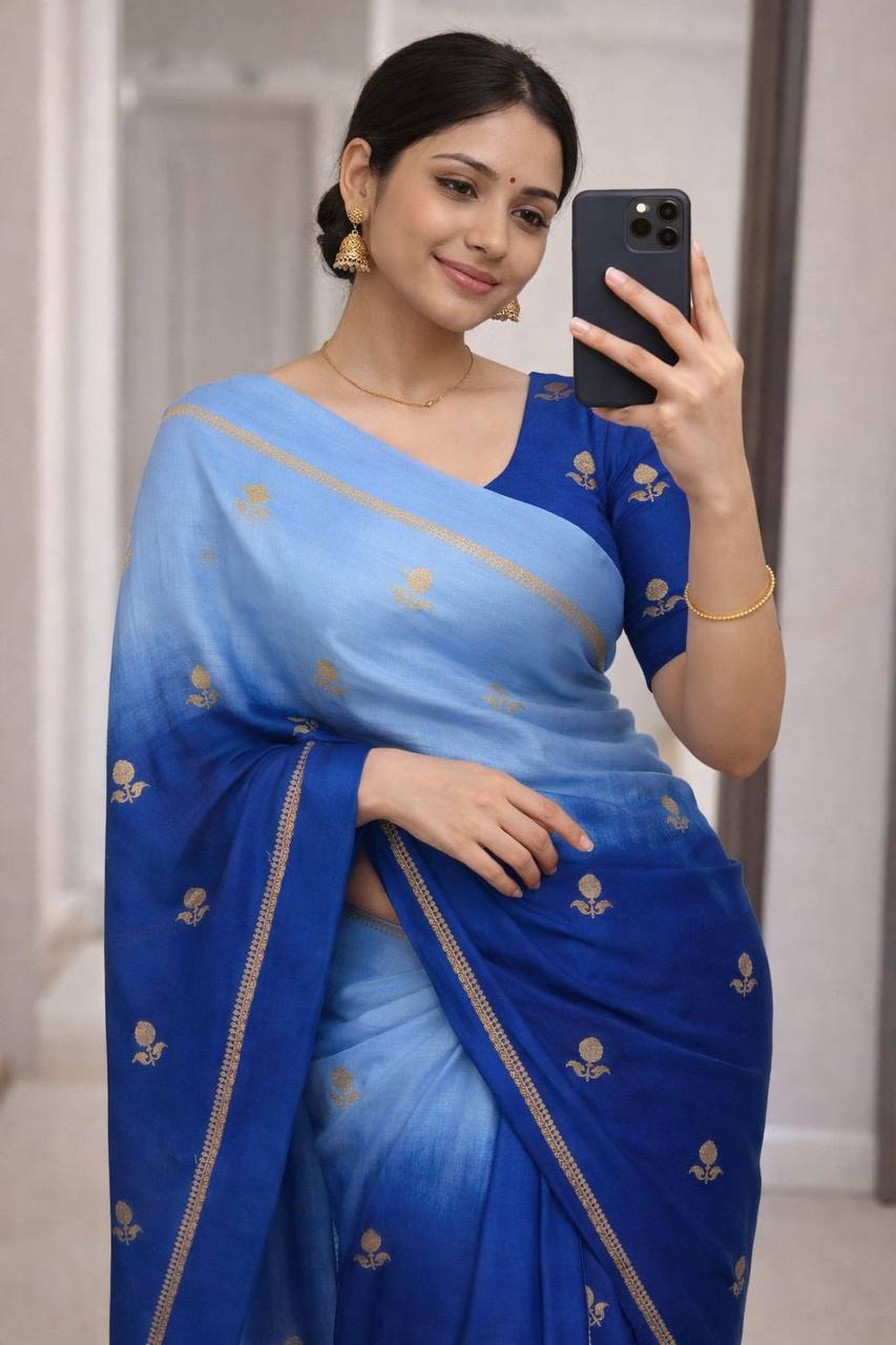 Viscose Khadi Silk Saree with Jacquard Leaf Design