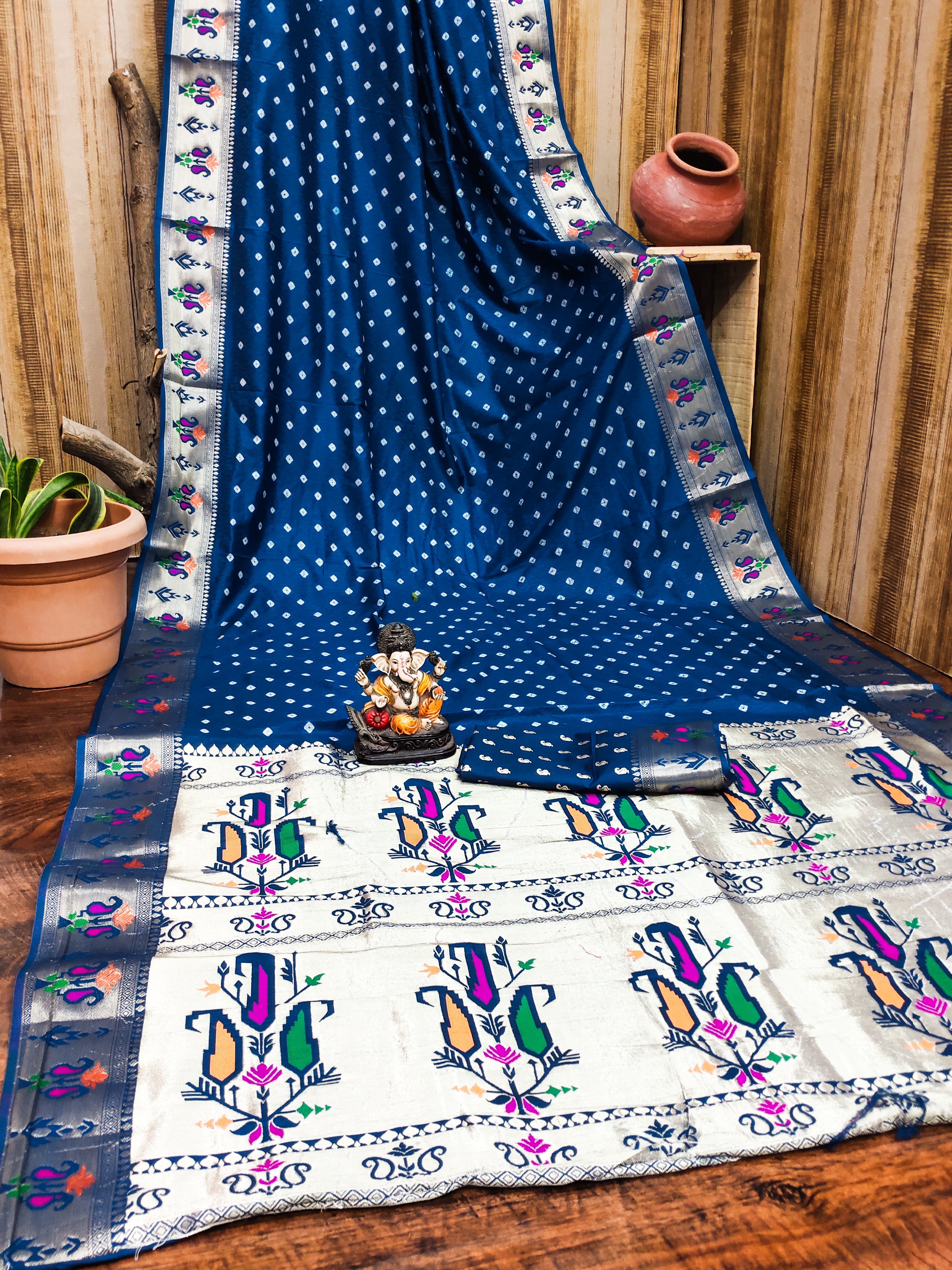 All Over Bandhej Paithani Dola Soft Silk Saree