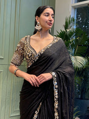 Eyes Catching Rangoli silk Black Color Saree