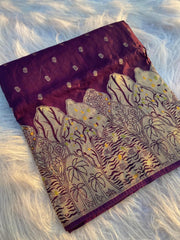 Festive Wear Dola Silk Wine Color Saree