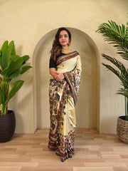 Precious Kalamkari Print Cream Color Saree