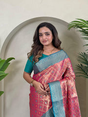 Fabulous Tissue Silk Pink Color Saree