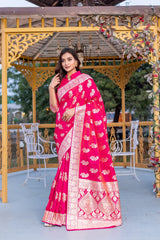 Peaceful Banarasi Silk Pink Color Saree