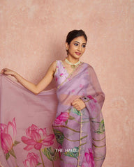 Lovely Soft Organza Lavender Color Saree