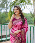 Soft Dola Silk Sibori Bandhej Saree with Zari Border