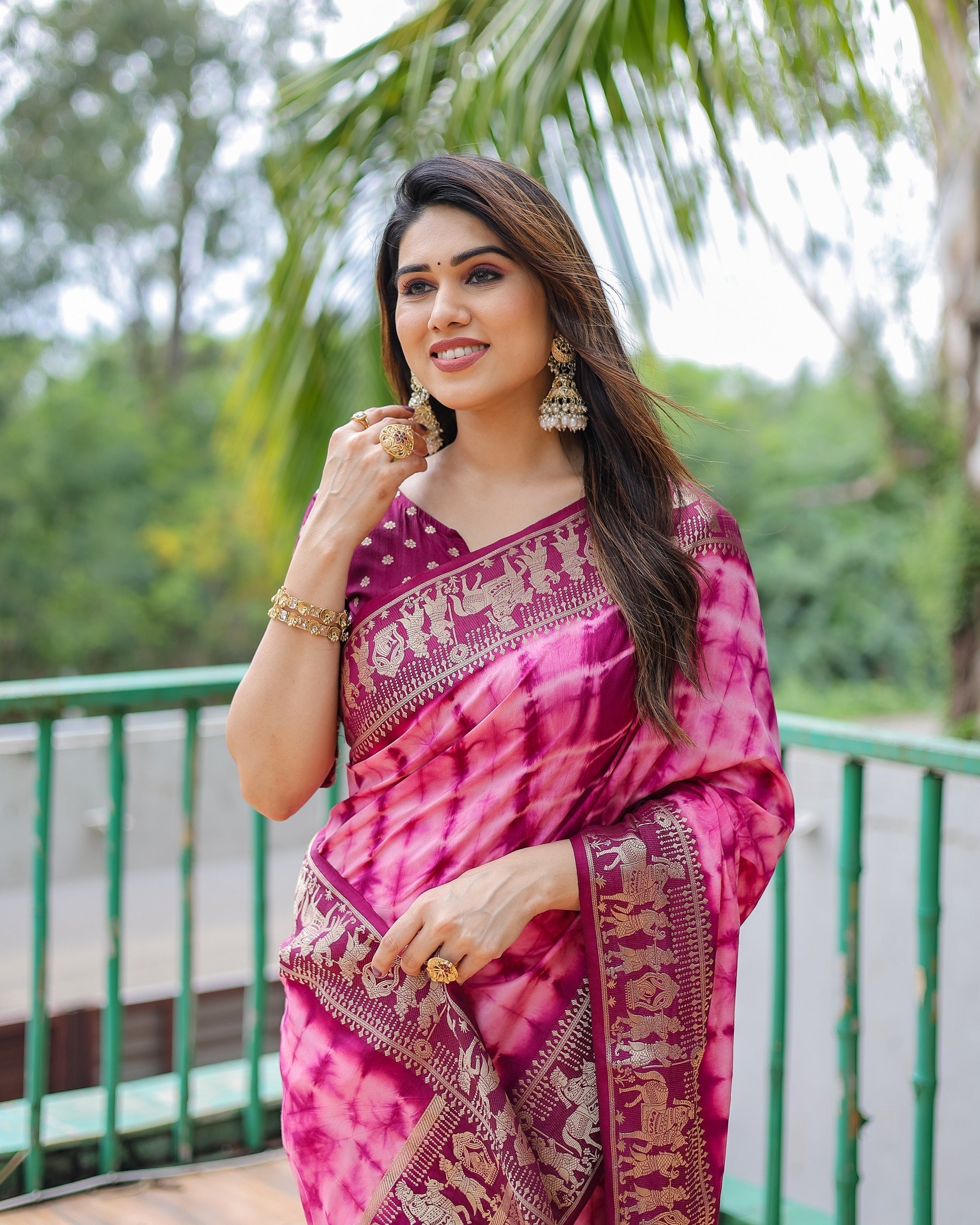 Soft Dola Silk Sibori Bandhej Saree with Zari Border