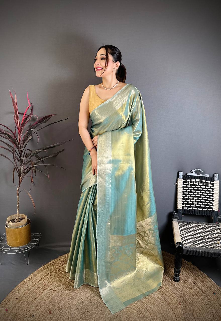 Banarasi Soft Tissue Silk Saree with Copper Zari Weaving