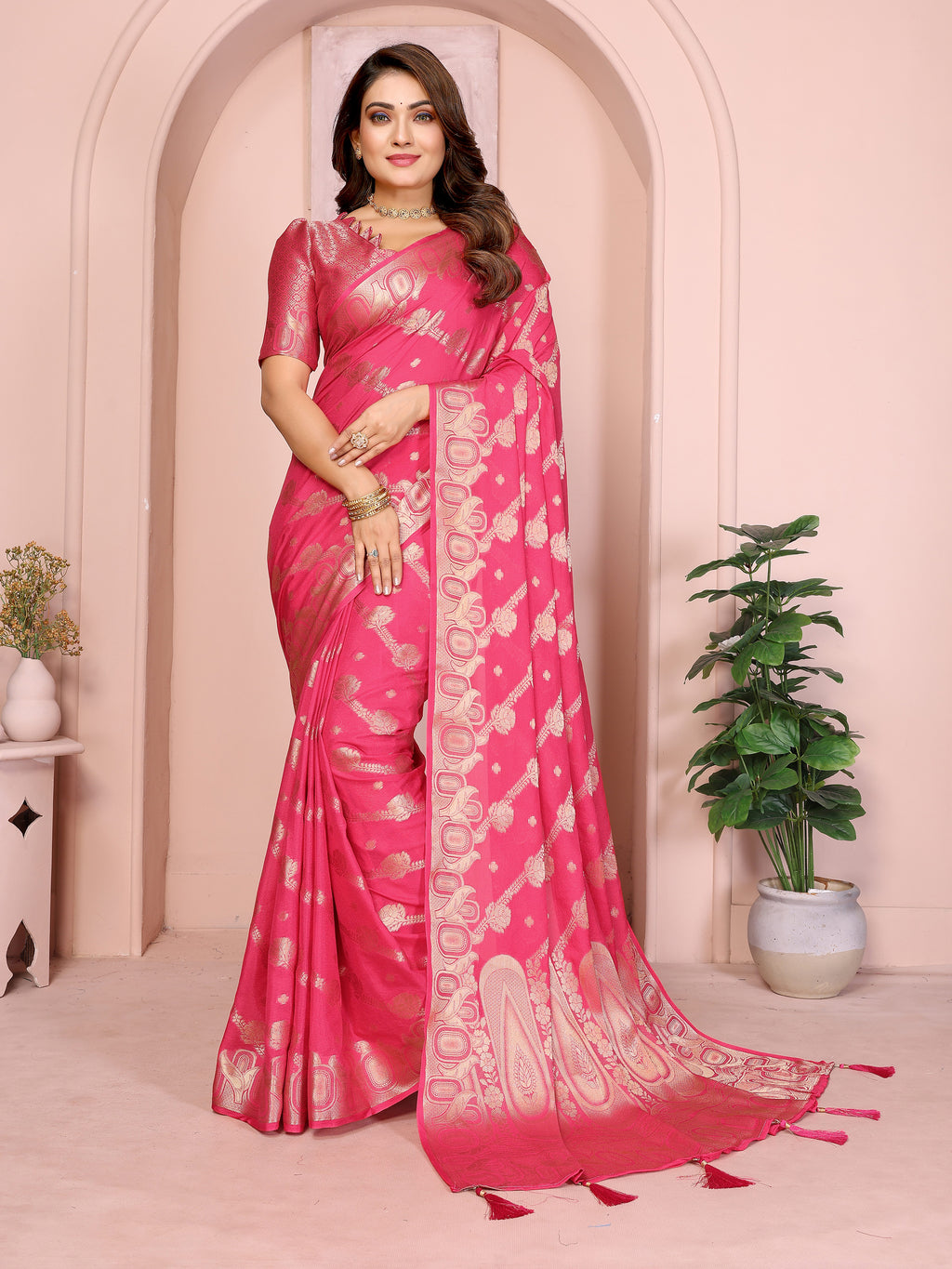 Banarasi Silk Saree with Leheriya Weaving