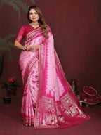 Sibori Bandhej Soft Satin Silk Zari Border Saree