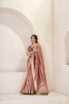 Designer Gold Zari With Soft Linen Cotton Silk Saree