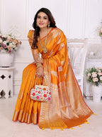 Soft Organza Silk Banarasi Saree with Butta Weaving