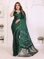 Hand Dyed Lagadi Patta Pallu Bandhej Saree