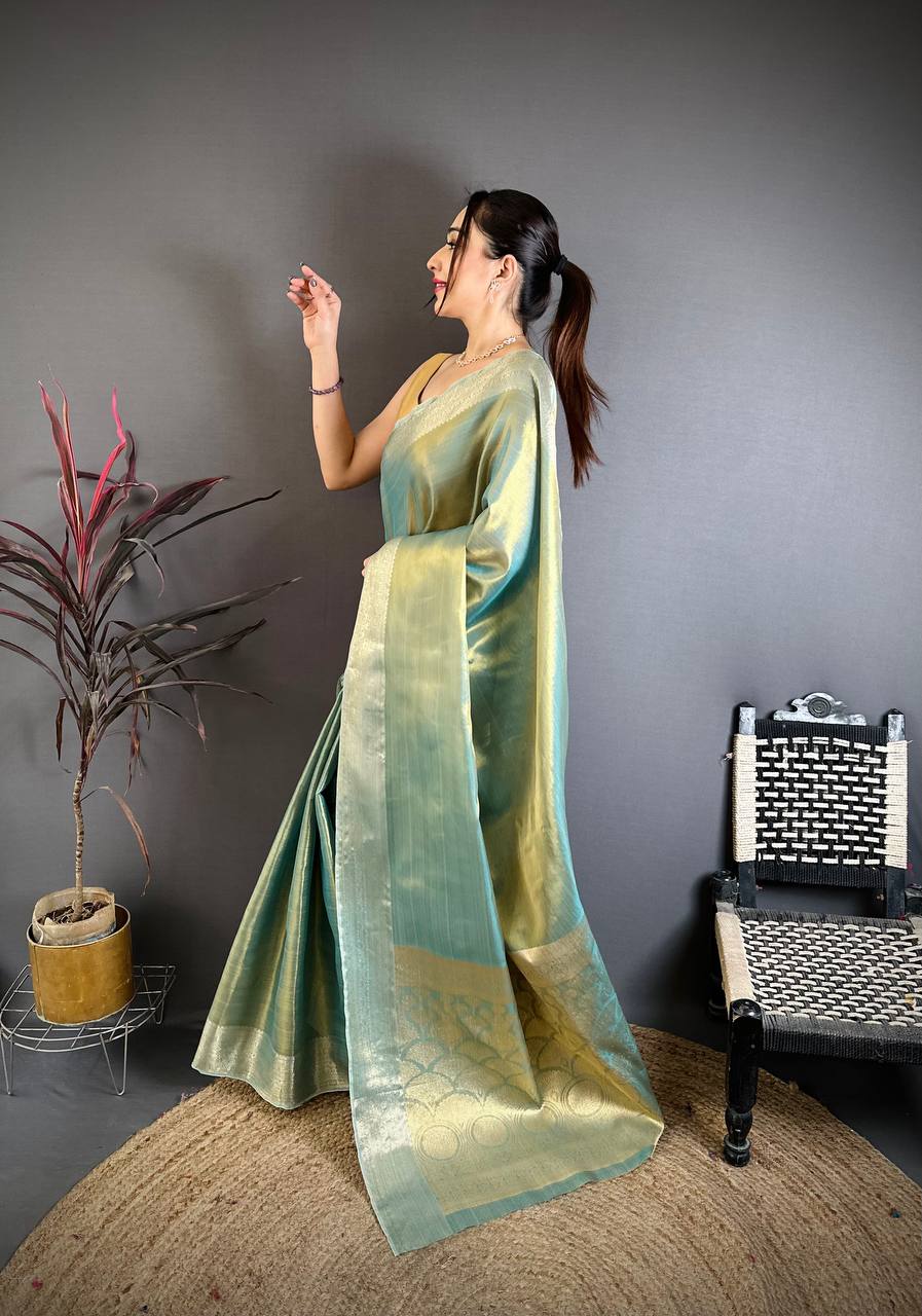 Banarasi Soft Tissue Silk Saree with Copper Zari Weaving