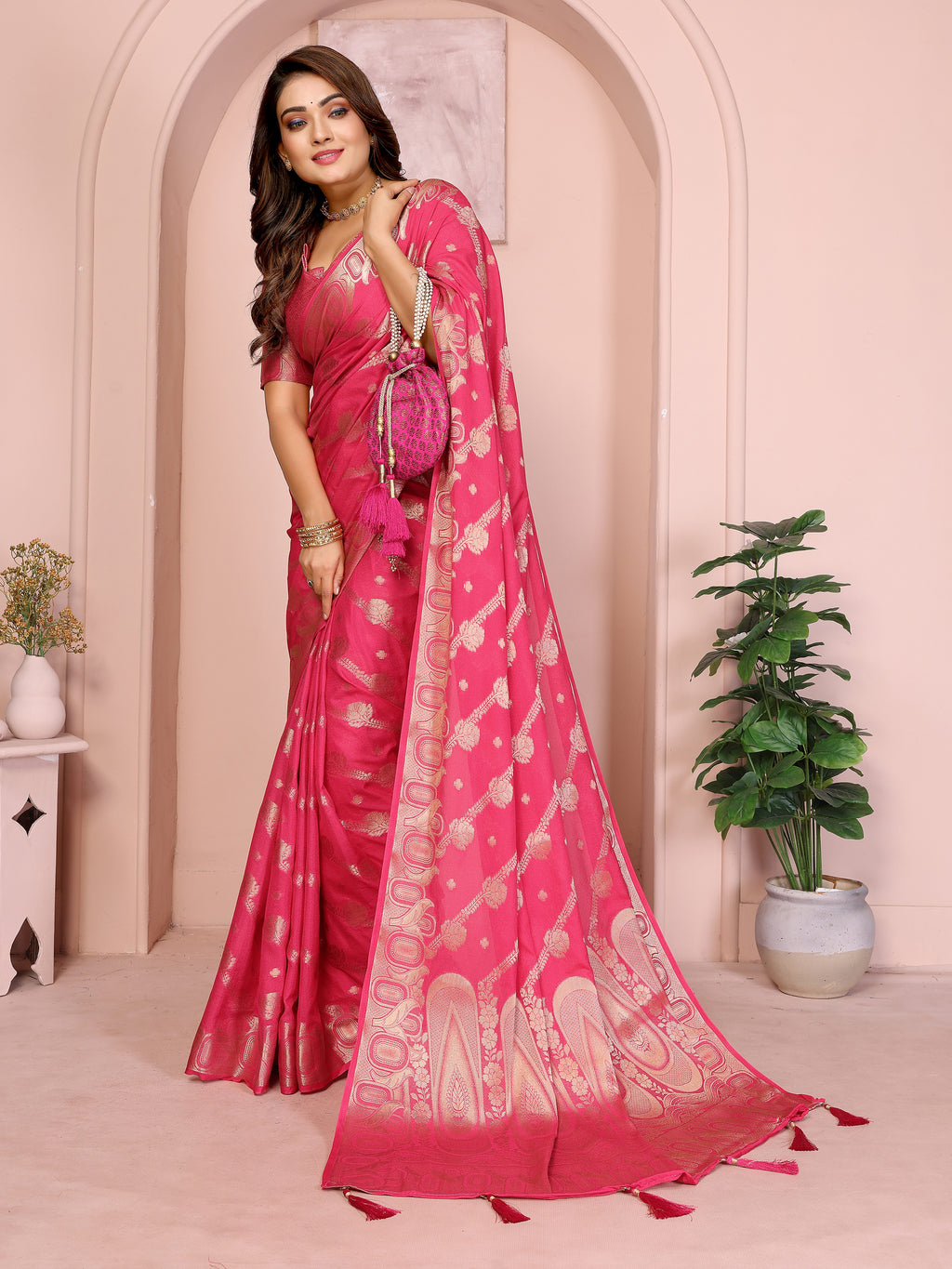 Banarasi Silk Saree with Leheriya Weaving
