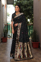 Dola Soft Silk Bandhej Paithani Saree with Zari Butti