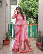 Dola Silk Saree with Contrast Border and Rich Pallu