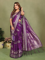 Zari Butta and Contrast Border Handloom Satin Silk Saree