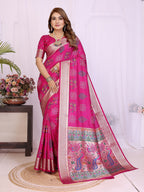 Dola Silk Bandhej Khadi Print Saree with Kanchi Border