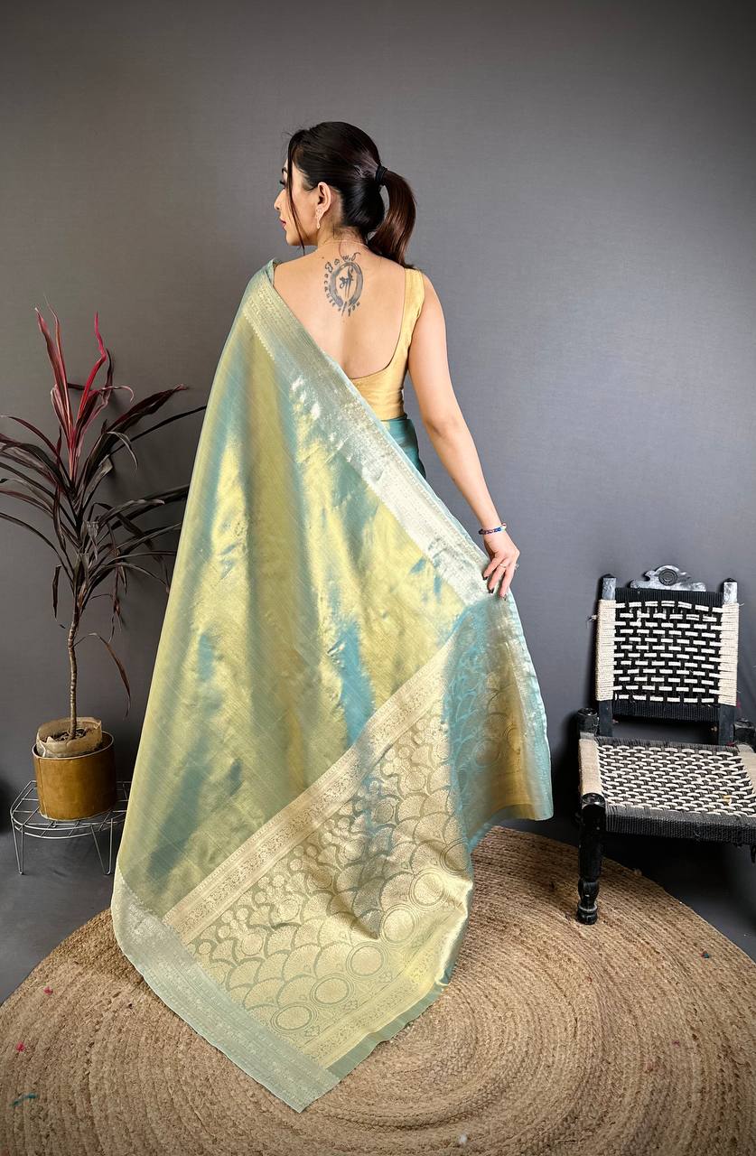 Banarasi Soft Tissue Silk Saree with Copper Zari Weaving