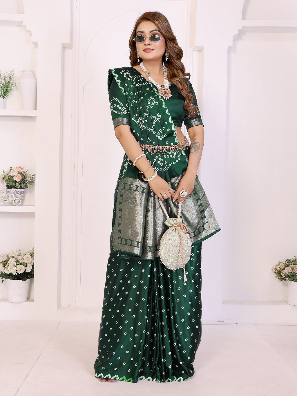 Hand Dyed Lagadi Patta Pallu Bandhej Saree