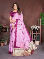 Lagdi Patta Pallu Soft Satin Silk Sibori Saree