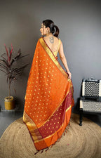 Banarasi Tissue Saree with Butti Weaving and Heavy Border