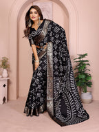 Pure Bandhej Silk Saree with Morpankh Pallu