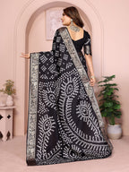 Pure Bandhej Silk Saree with Morpankh Pallu