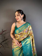 Kanjivaram Semi Silk Saree with Contrast Zari Border