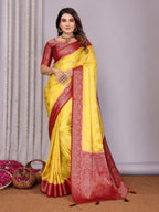 Zari Butta and Contrast Border Satin Silk Saree