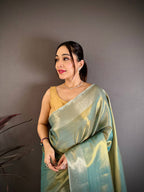 Banarasi Soft Tissue Silk Saree with Copper Zari Weaving