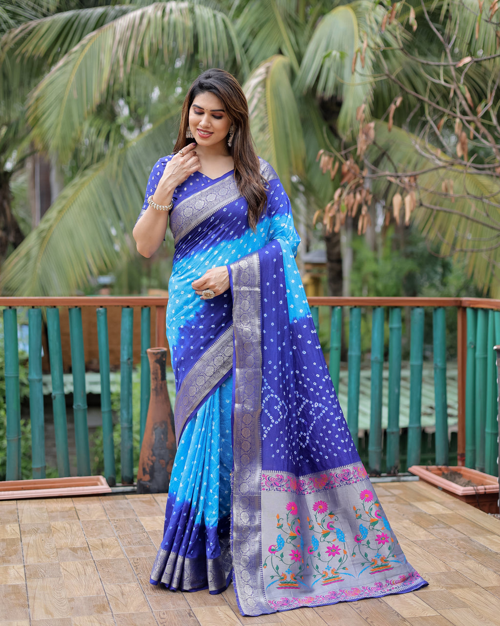 Dola Soft Silk Bandhej Paithani Saree