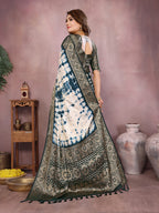 Broad Zari Weaving Border Sibori Design Saree