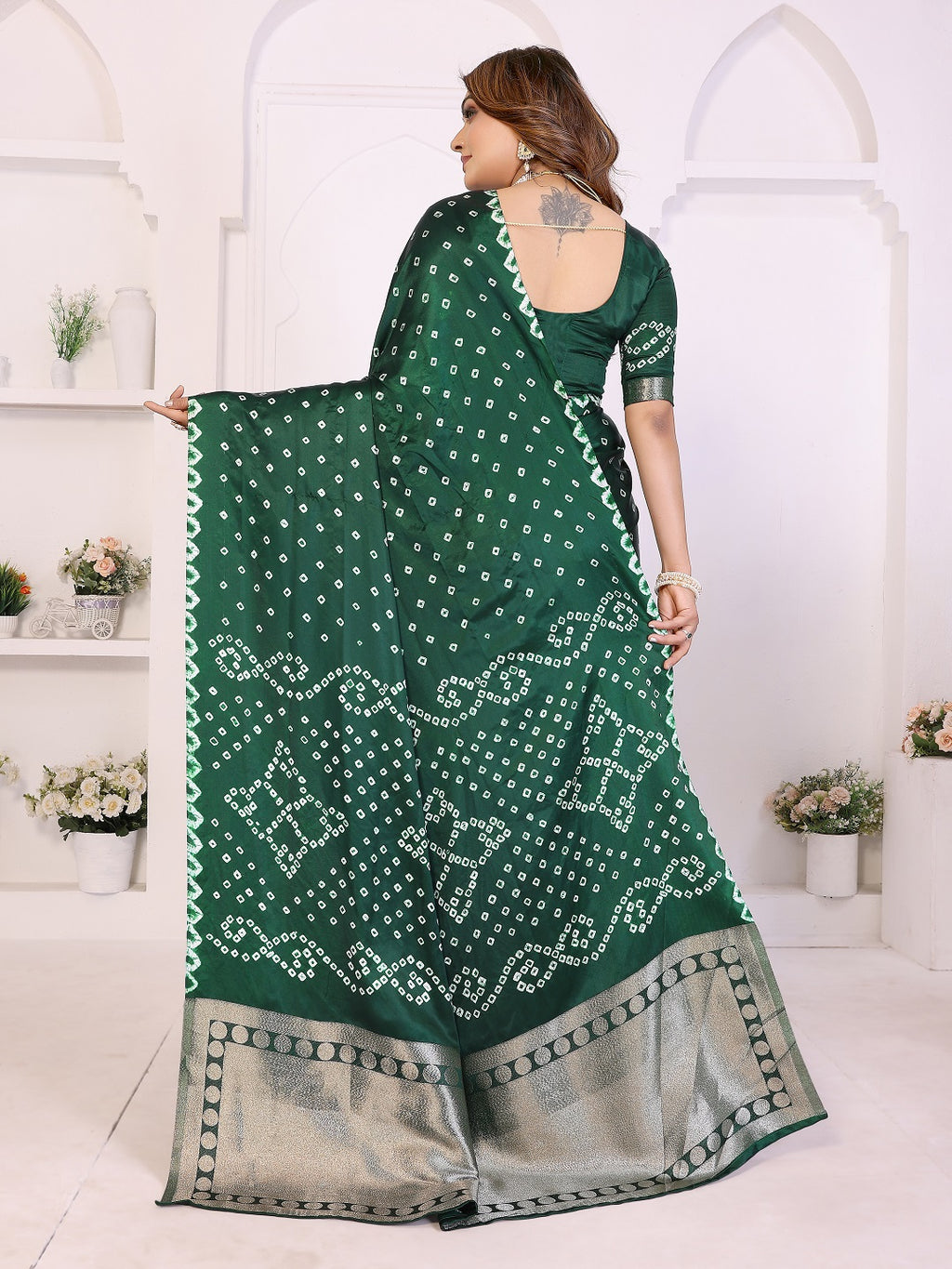 Hand Dyed Lagadi Patta Pallu Bandhej Saree