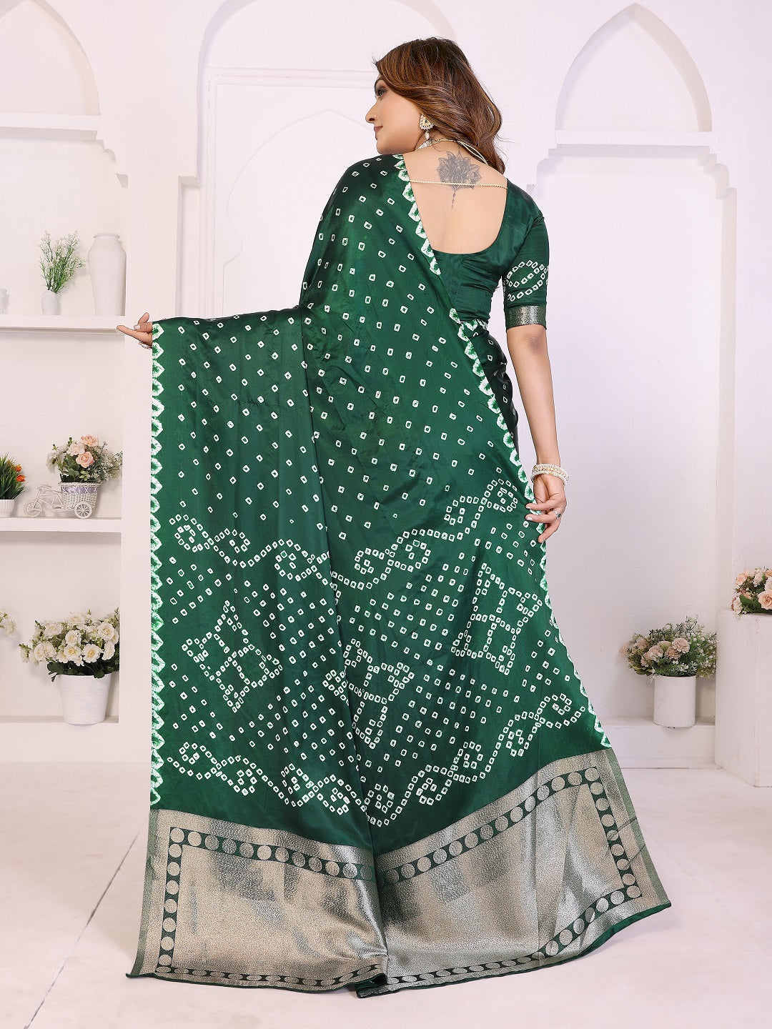 Hand Dyed Lagadi Patta Pallu Bandhej Saree