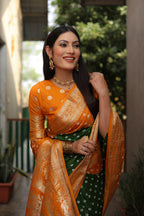 Pure Bandhej Silk Saree with Tissue Pallu