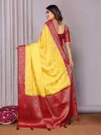 Zari Butta and Contrast Border Satin Silk Saree
