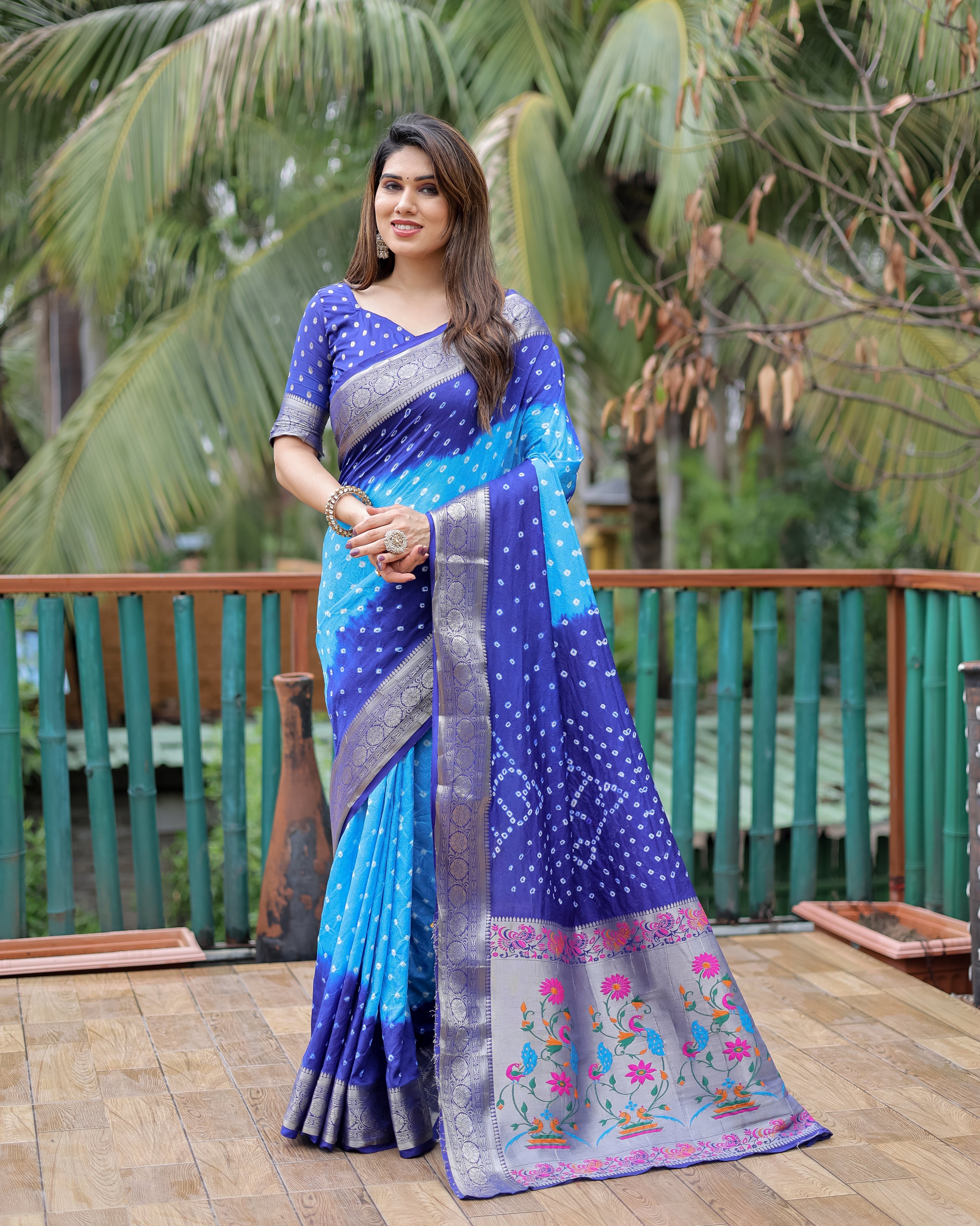 Dola Soft Silk Bandhej Paithani Saree
