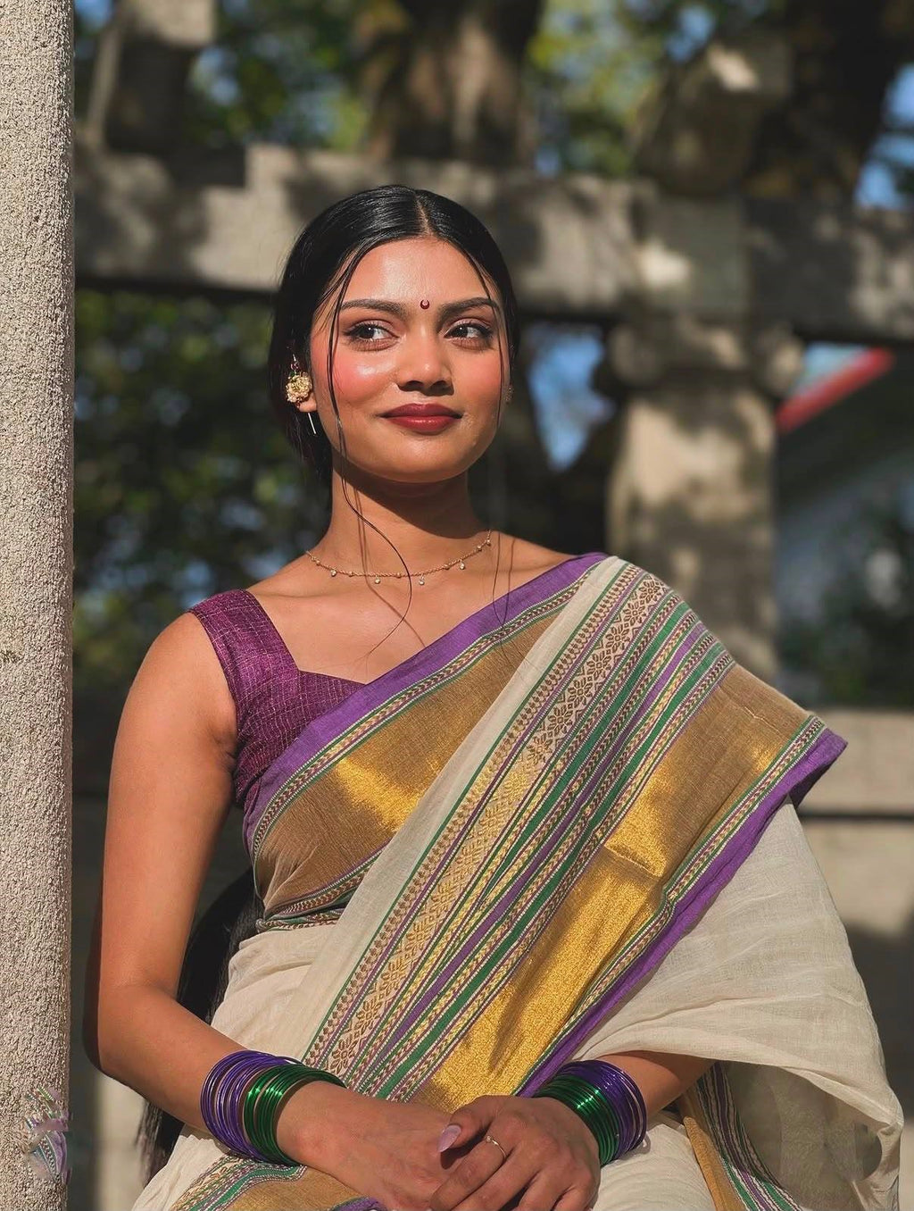 Royal Kanchi Cotton White Saree