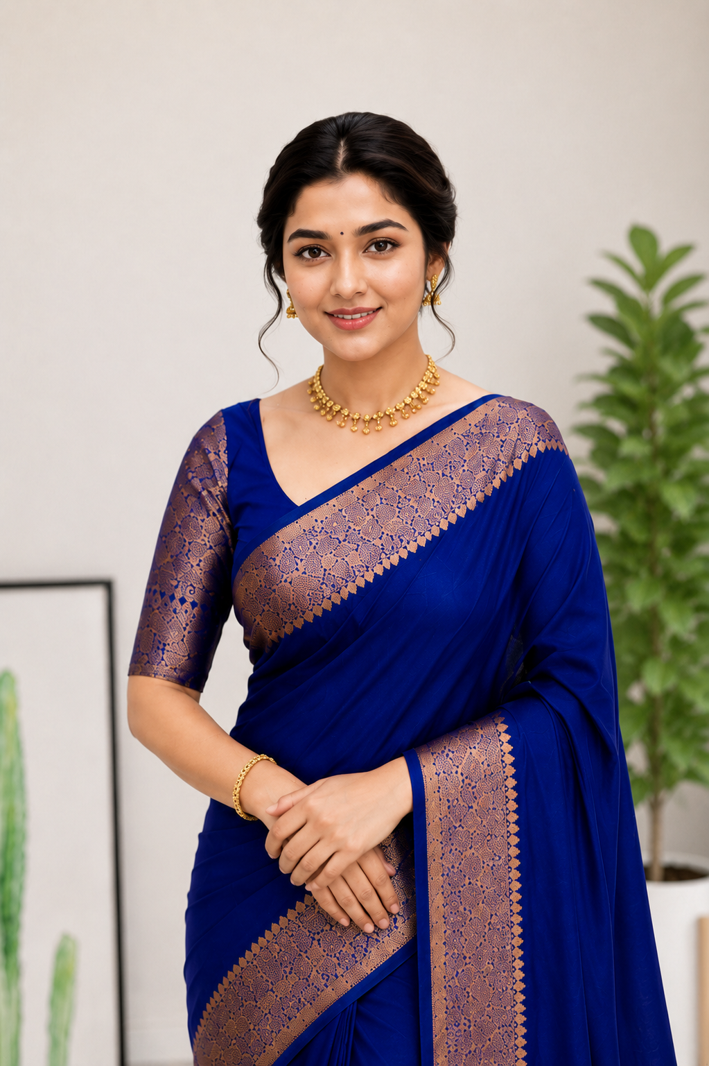 Ideal Royal Blue Soft Silk Saree With Bucolic Blouse Piece