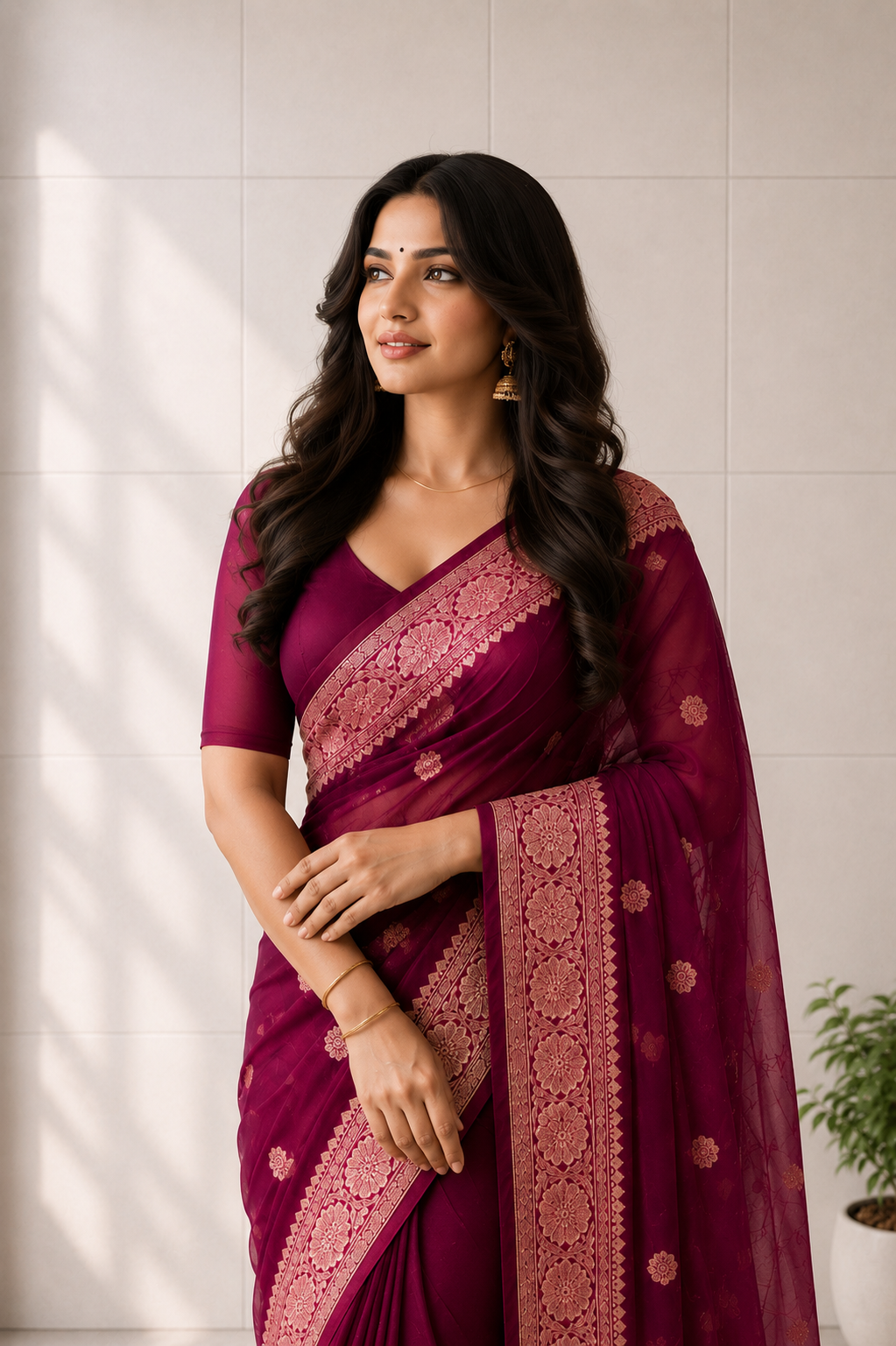 Mellifluous Wine Soft Silk Saree With Tempting Blouse Piece