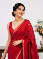 Imaginative Red Cotton Silk Saree With Aplomb Blouse Piece