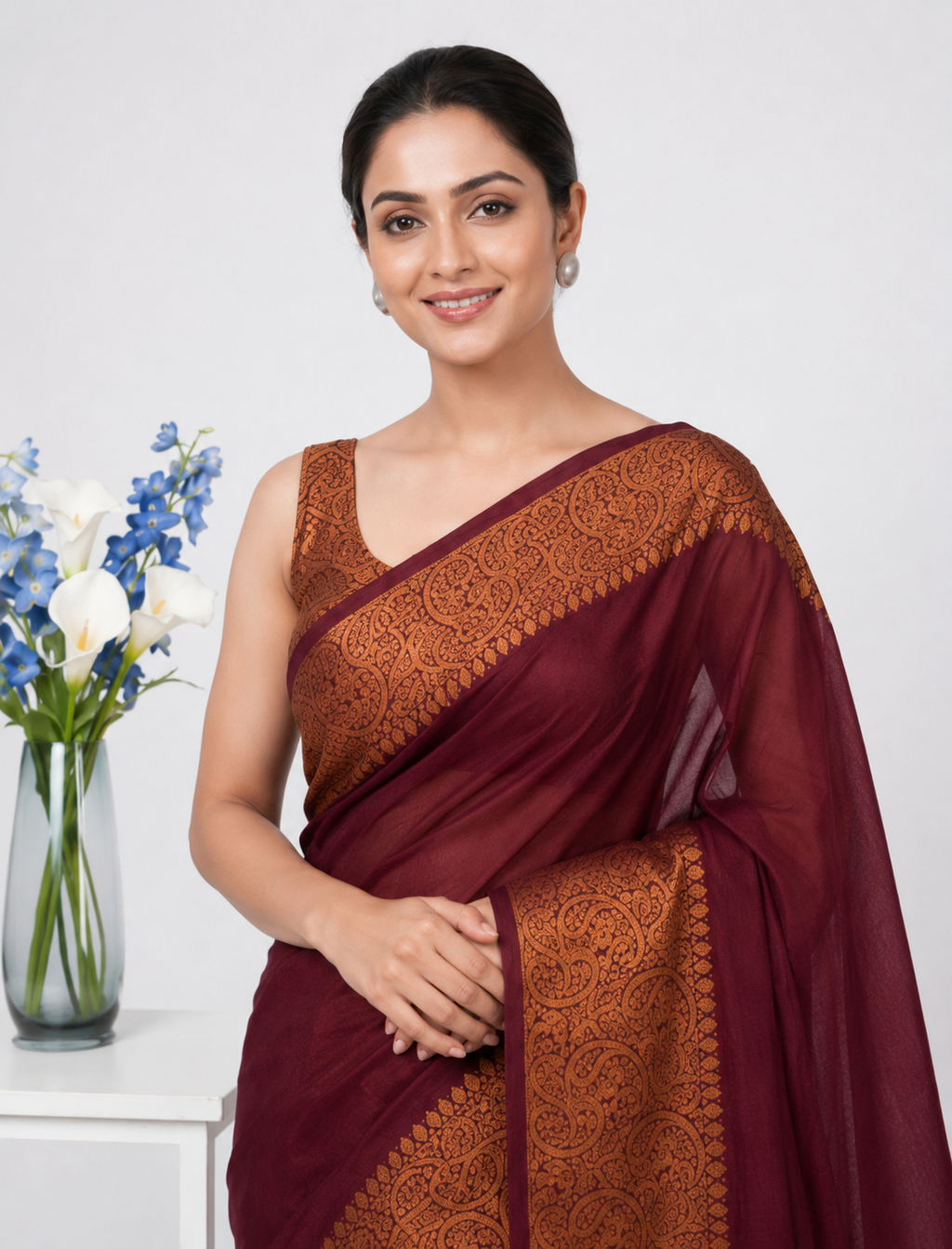 Unique Wine Soft Silk Saree With Wonderful Blouse Piece