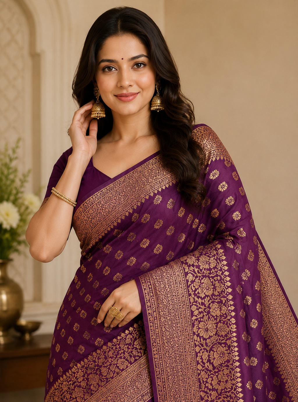 Divine Purple Soft Banarasi Silk Saree With Bewitching Blouse Piece